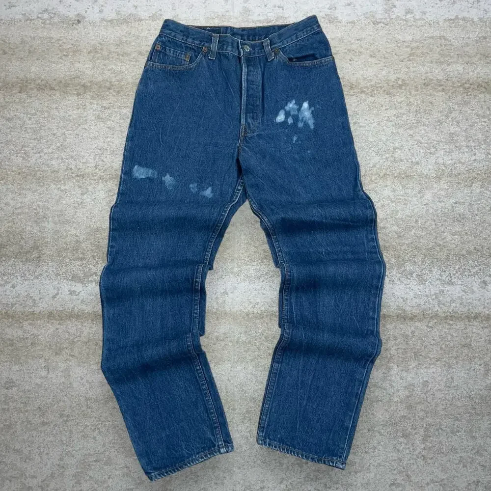 Vintage 90s Levis Jeans 501 28x30 Regular Straight Dark Wash Made in USA - Picture 2 of 6